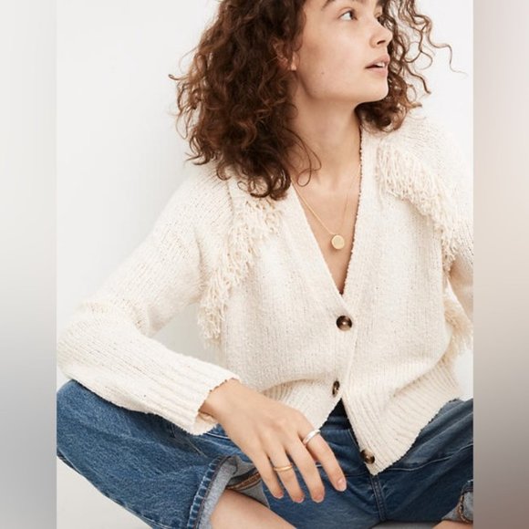NWOT Madewell Chatterton Fringe Cardigan Sweater sz XS - Picture 2 of 12